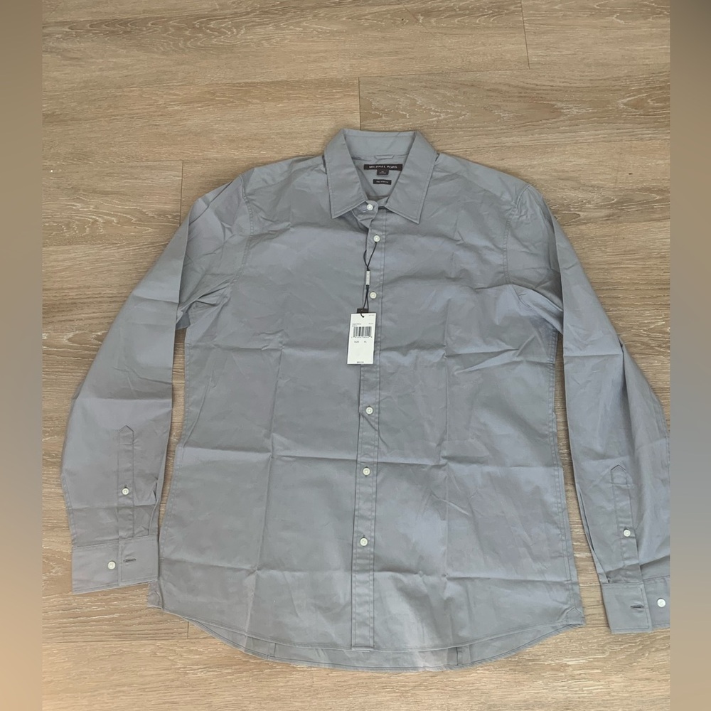 MICHAEL Michael Kors Gray Dress Shirt Size XL